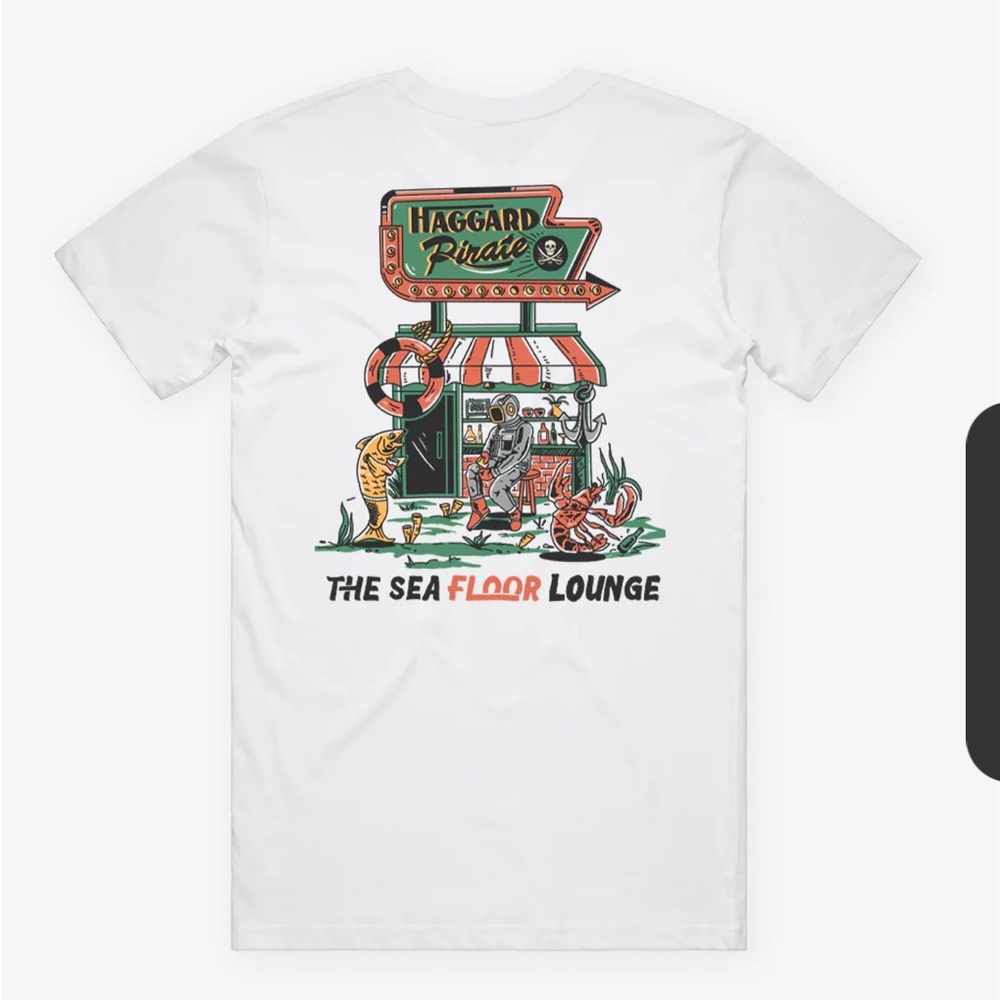 Haggard Pirate Sea Floor Lounge Graphic T-Shirt White XL New NWT